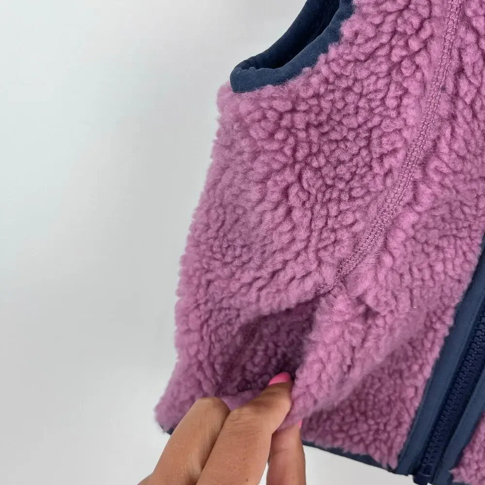 L.L. Bean Infants' Sherpa Fleece Vest Mauve Berry Carbon Navy 6-12 Months NWT